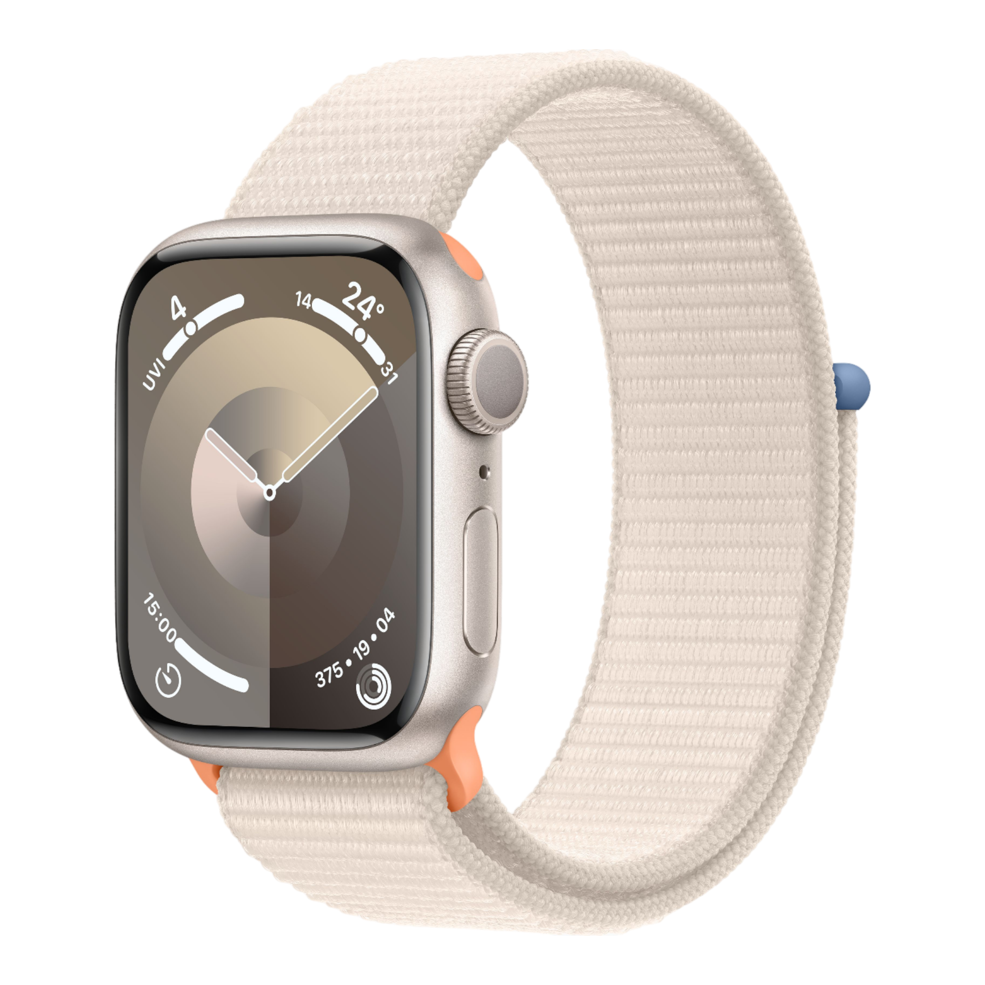 Apple Watch Series 9 GPS, 41mm Starlight Aluminum Case with Starlight Sport Loop - alAsil